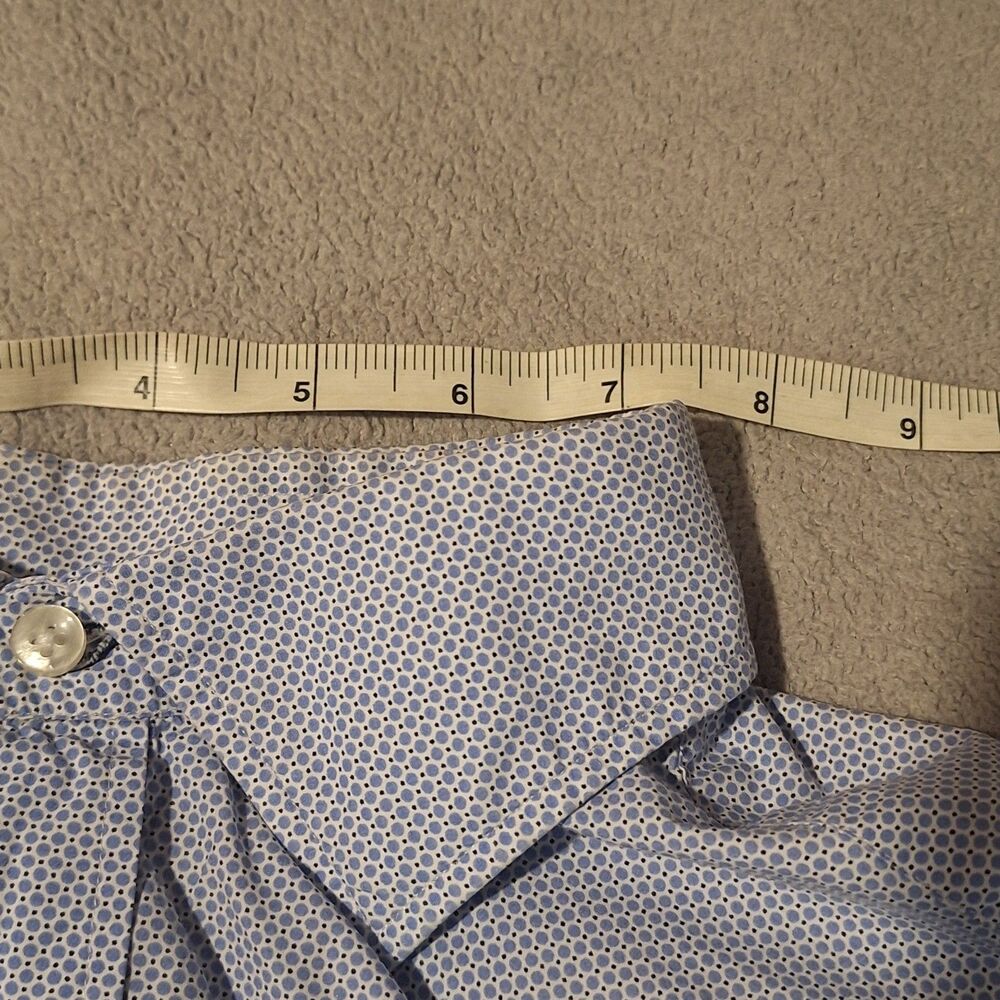 MASSIMO DUTTI-Finest Fabric-Mens L Blue Dress Shirt-Slim-Sml Geo Print-Cotton - Picture 5 of 10